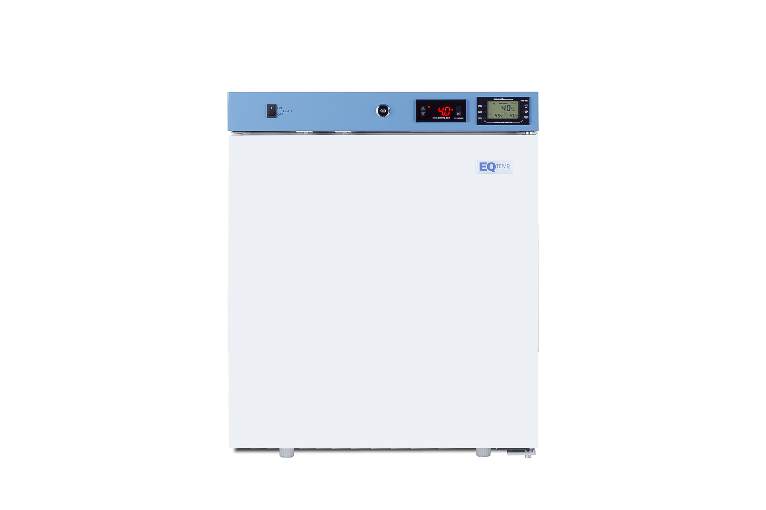 Compact healthcare all-refrigerator certified to NSF/ANSI 456 with self-closing solid door, front lock, digital controls, and NIST-calibrated temperature readout